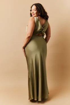 Satin Twist Back Maxi Dress|In The Style Hot