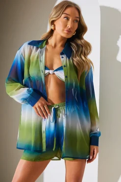 Ombre Chiffon Beach Co-Ord Shirt|In the Style New