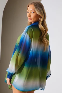 Ombre Chiffon Beach Co-Ord Shirt|In the Style New