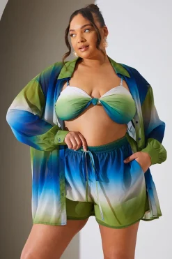Ombre Chiffon Floaty Co-Ord Beach Shorts|In the Style Sale