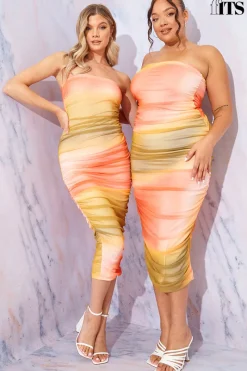 Ombre Mesh Bandeau Midi Dress|In the Style