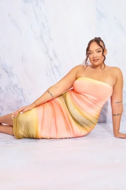 Ombre Mesh Bandeau Midi Dress|In the Style