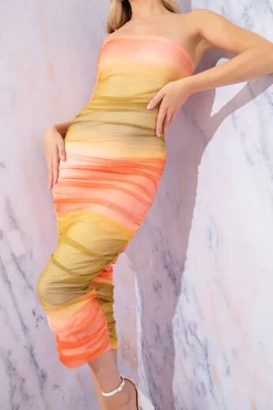 Ombre Mesh Bandeau Midi Dress|In the Style