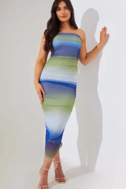 Ombre Mesh Bandeau Midi Dress|In the Style