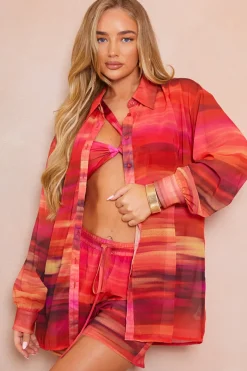 Ombre Print Chiffon Co-Ord Beach Shirt|In the Style Sale