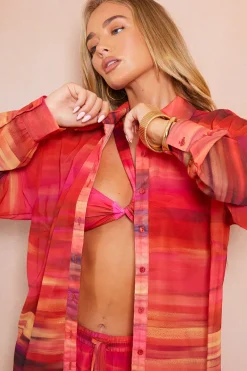 Ombre Print Chiffon Co-Ord Beach Shirt|In the Style Sale