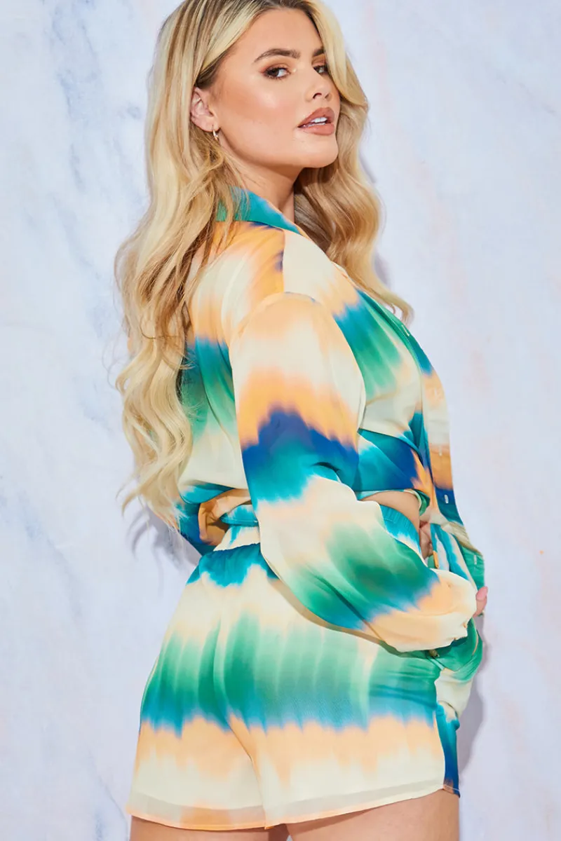 Ombre Print Chiffon Shorts|In the Style Hot