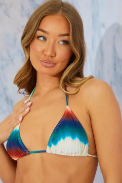 Ombre Print Triangle Halterneck Bikini Top|In the Style Hot