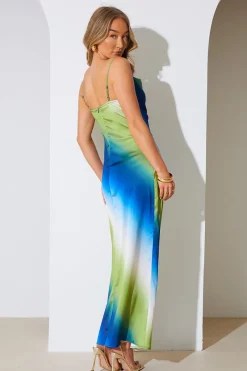 Ombre Satin Cowl Neck Maxi Dress|In the Style Sale