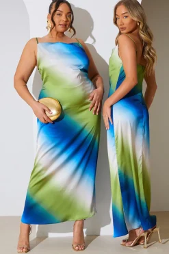 Ombre Satin Cowl Neck Maxi Dress|In the Style Sale