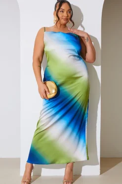 Ombre Satin Cowl Neck Maxi Dress|In the Style Sale