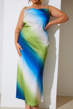 Ombre Satin Cowl Neck Maxi Dress|In the Style Sale