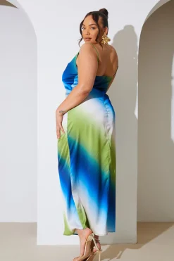 Ombre Satin Cowl Neck Maxi Dress|In the Style Sale