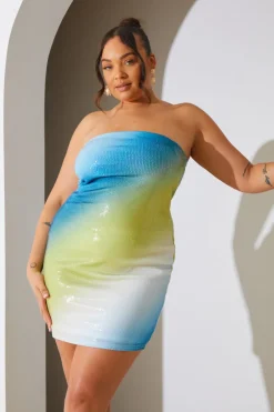 Ombre Sequin Bandeau Mini Dress|In the Style Discount