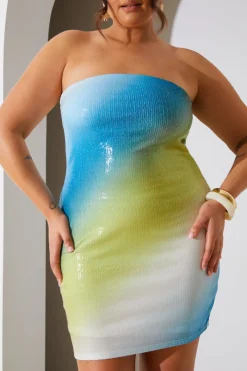 Ombre Sequin Bandeau Mini Dress|In the Style Discount