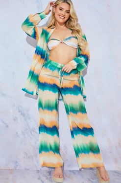 Ombre Wide Leg Elastic Waist Trousers|In the Style Outlet