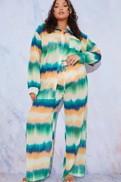 Ombre Wide Leg Elastic Waist Trousers|In the Style Outlet