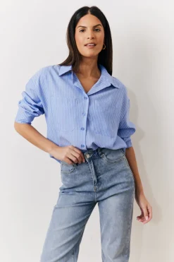 Oversized Striped Poplin Shirt|In The Style New