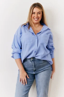 Oversized Striped Poplin Shirt|In The Style New