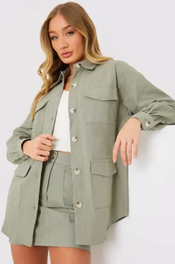 Oversized Utility Cargo Jacket|In the Style Discount
