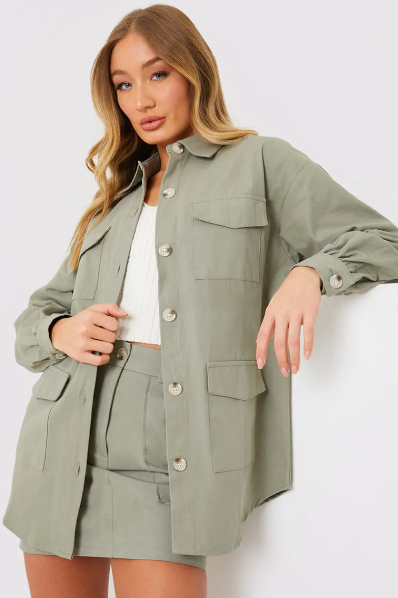 Oversized Utility Cargo Jacket|In the Style Discount