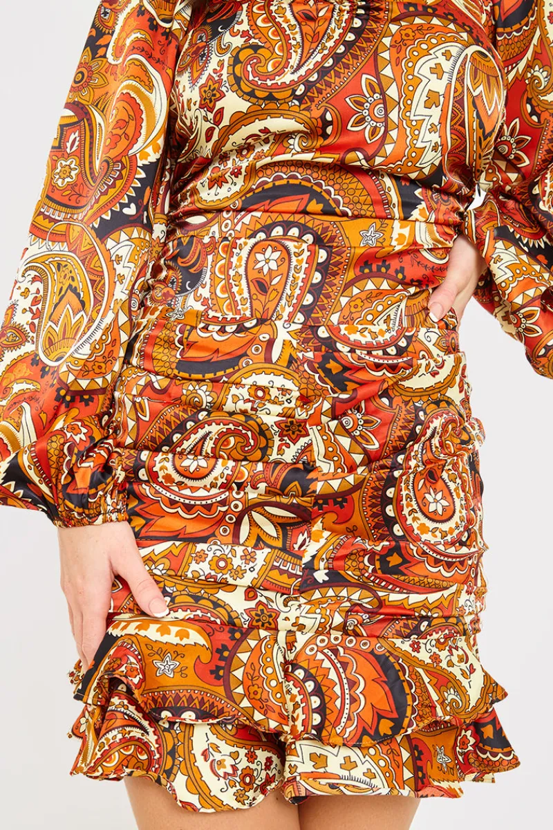 Paisley Ruffle Skirt|In The Style Hot