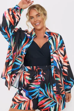 Palm Print Co-Ord Beach Shirt|In the Style