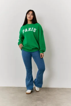 Paris Embroidered Slogan Sweatshirt|In the Style Sale