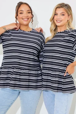 Peplum Hem Dropped Shoulder Tshirt|In The Style New