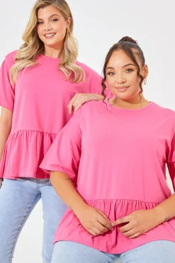 Peplum Hem Dropped Shoulder Tshirt|In The Style New