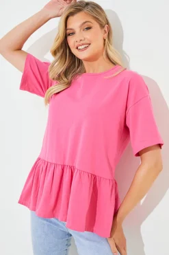 Peplum Hem Dropped Shoulder Tshirt|In The Style New