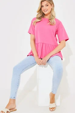 Peplum Hem Dropped Shoulder Tshirt|In The Style New