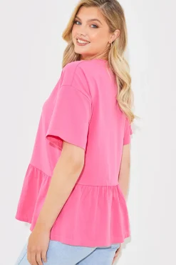 Peplum Hem Dropped Shoulder Tshirt|In The Style New