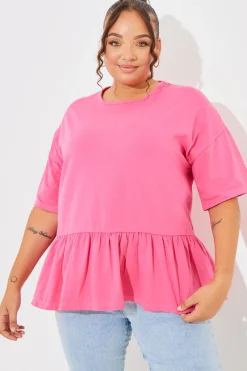 Peplum Hem Dropped Shoulder Tshirt|In The Style New