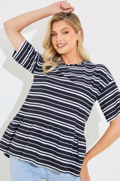 Peplum Hem Dropped Shoulder Tshirt|In The Style New