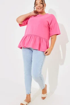 Peplum Hem Dropped Shoulder Tshirt|In The Style New