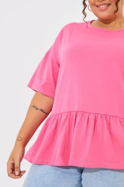 Peplum Hem Dropped Shoulder Tshirt|In The Style New