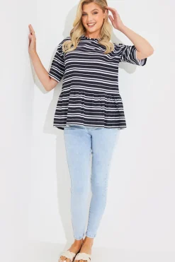 Peplum Hem Dropped Shoulder Tshirt|In The Style New