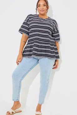 Peplum Hem Dropped Shoulder Tshirt|In The Style New
