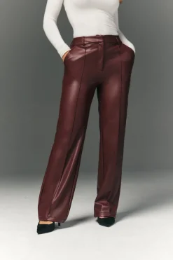 Perfect Sculpting High Waisted Leather Look Straight Leg Trouser|In The Style Hot