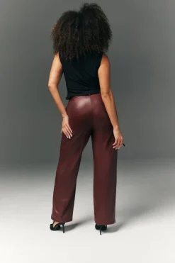 Perfect Sculpting High Waisted Leather Look Straight Leg Trouser|In The Style Hot