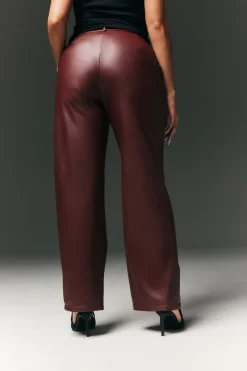 Perfect Sculpting High Waisted Leather Look Straight Leg Trouser|In The Style Hot