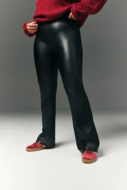 Perfect Sculpting High Waisted Leather Look Flare|In The Style