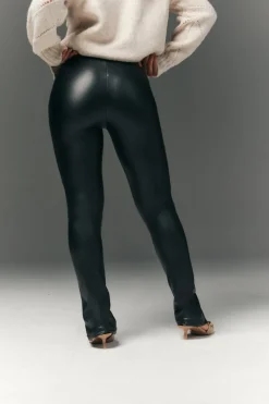 Perfect Sculpting High Waisted Leather Look Zip Front Legging|In The Style Discount