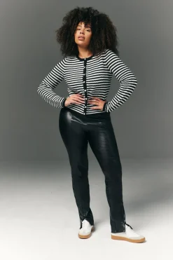 Perfect Sculpting High Waisted Leather Look Zip Front Legging|In The Style Discount
