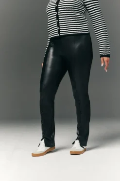 Perfect Sculpting High Waisted Leather Look Zip Front Legging|In The Style Discount