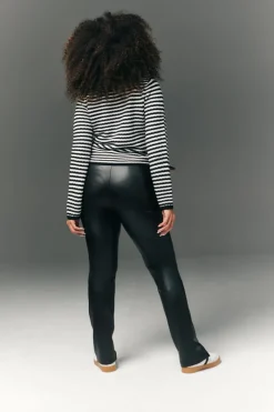 Perfect Sculpting High Waisted Leather Look Zip Front Legging|In The Style Discount