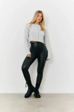 Perfect Sculpting High Waisted Leather Look Leggings|In The Style Hot