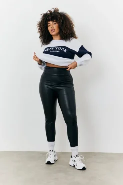 Perfect Sculpting High Waisted Leather Look Leggings|In The Style Hot