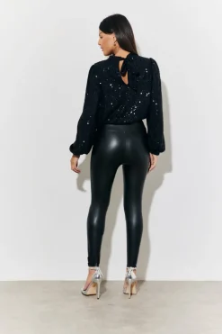 Perfect Sculpting High Waisted Leather Look Leggings|In The Style Hot